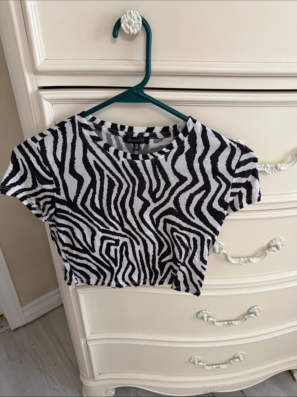 Dynamite Black & White Zebra Crop Top